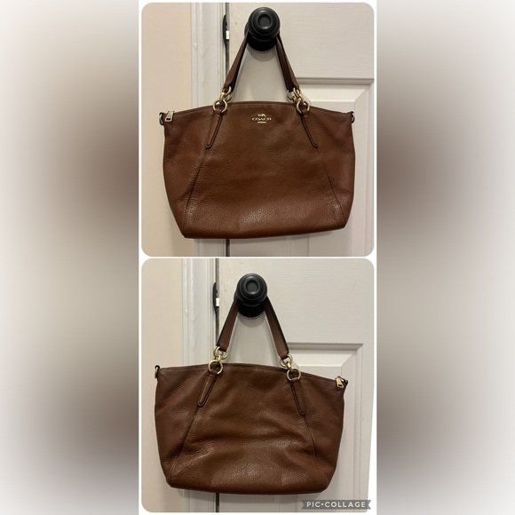 Coach EUC Small Kelsey Satchel (F28993) In Brown Pebbled Leather - Picture 1 of 15